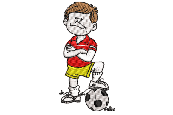 Boy Playing Soccer Embroidery Design