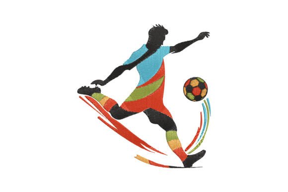 Colorful Soccer Player Embroidery Design