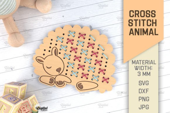 Cross Stitch Animals LaserCut. Sheep SVG