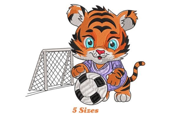 Tiger Playing Soccer Embroidery