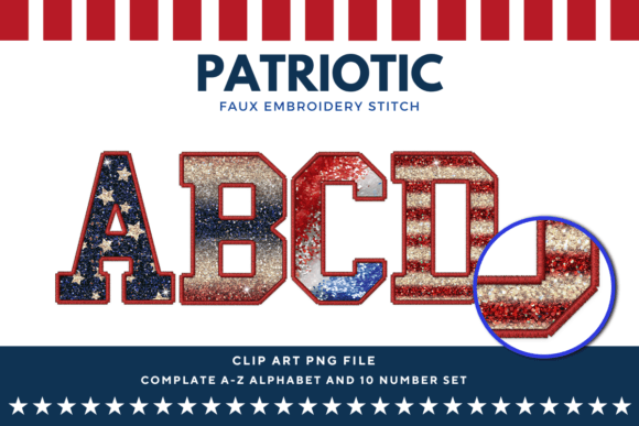 Varsity Patriotic Faux Embroidery Stitch